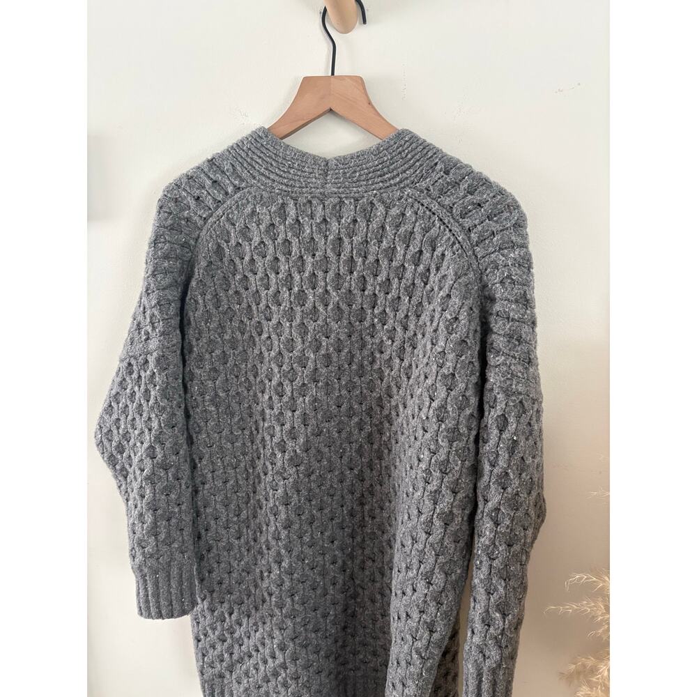 Banana Republic Bariloche Honeycomb Cardigan Medium Gray Textured Open Front - Picture 5 of 6